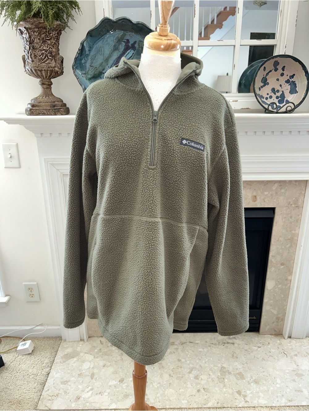 Columbia Tugged Ridge Sherpa Green Half-Zip Pulllover